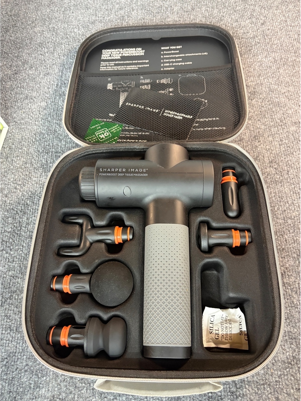 Sharper Image Powerboost Deep Tissue Percussion Massager With Zip Carrying Case